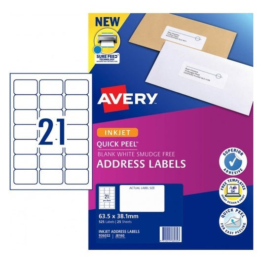 LABEL AVERY INKJET J8160 ADDRESS 21UP PK25