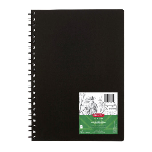 VISUAL ART DIARY DERWENT ACADEMY A4 PORTRAIT BLACK 120PAGE