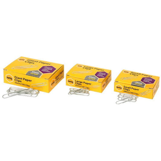 PAPER CLIPS MARBIG 33MM SMALL ROUND CHROME PK100