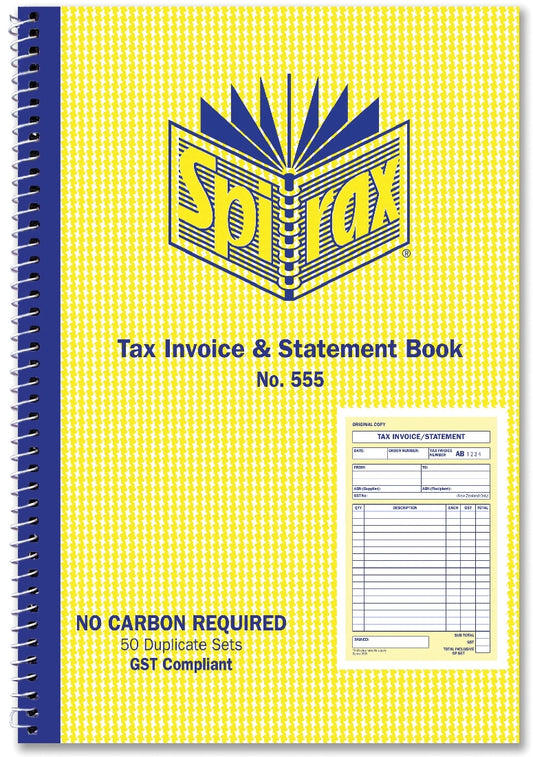 INVOICE & STATEMENT BOOK SPIRAX 555 DUP 50LF