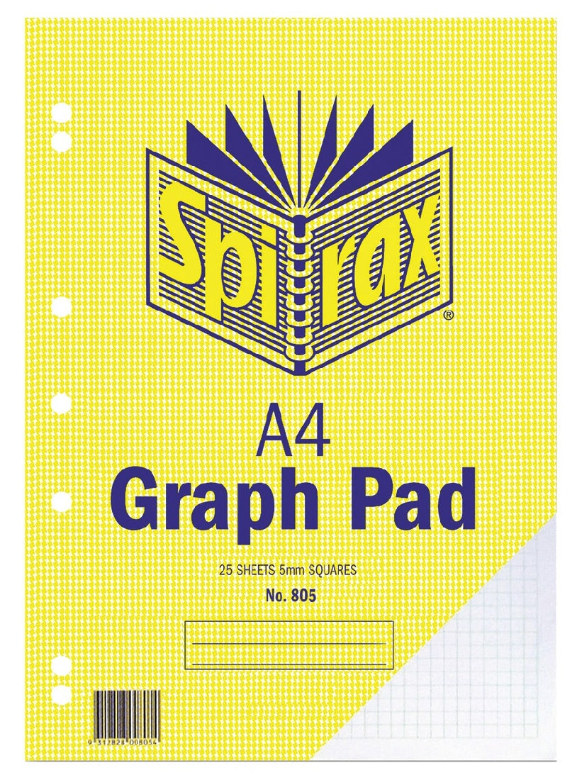 SPIRAX 805 GRAPH PAD 5MM A4 25 LEAF