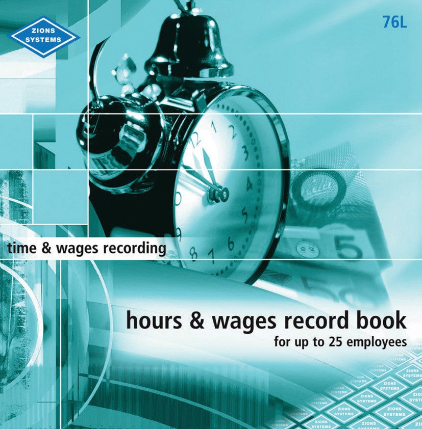 WAGE BOOK ZIONS 76L HOURS & WAGES LARGE