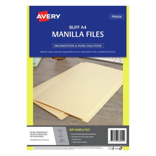 AVERY MANILLA FOLDER A4 BUFF PK50