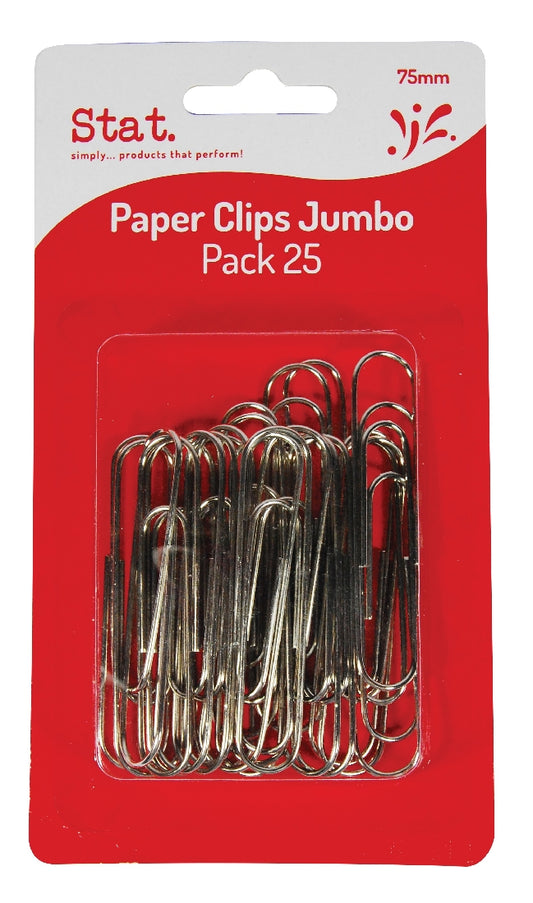 PAPER CLIPS STAT 75MM JUMBO 25PK