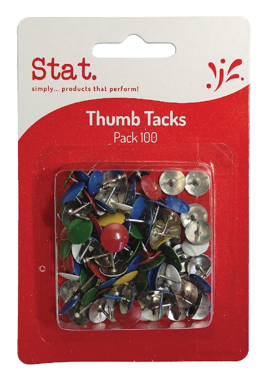 THUMB TACKS STAT ASSORTED PACK 100