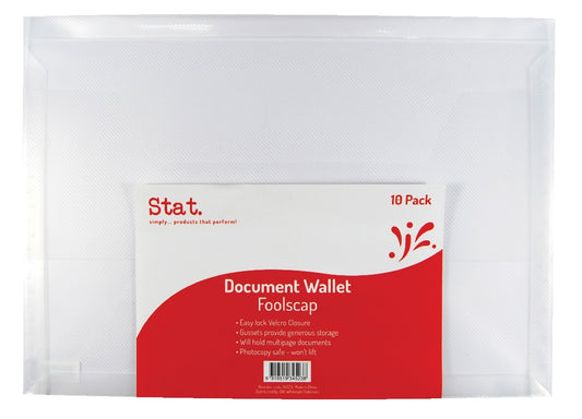 DOCUMENT WALLET STAT F/C WITH GUSSET CLEAR