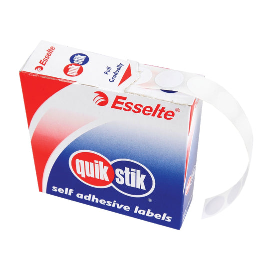 LABEL QUIK STIK DISP 14MM WHITE DOT