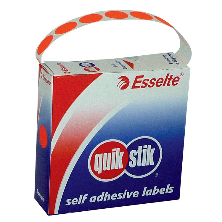 LABEL QUIK STIK DISP 14MM FLUORO RED DOT 700/ ROLL