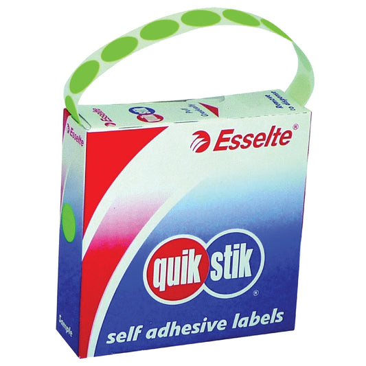 LABEL QUIK STIK DISP 14MM FLUORO GREEN DOT 700/ROLL