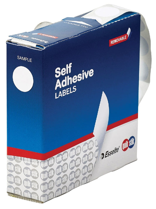 LABEL QUIK STIK DISP 19MM WHITE DOT