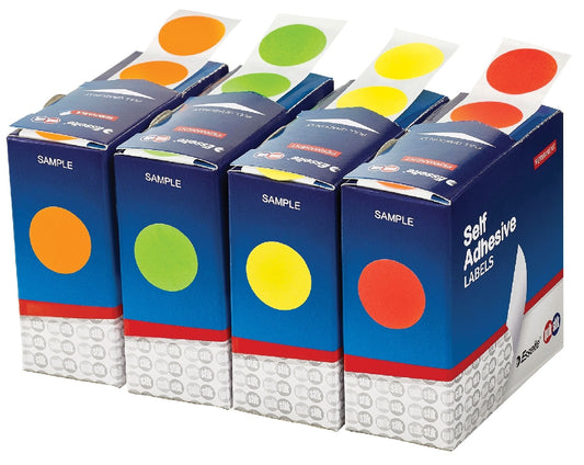 LABEL QUIK STIK 24MM FLUORO GREEN DOT